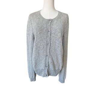 Theory Womens Boucle Textured Cardigan Sweater Sz L Cotton Stretch Office Preppy